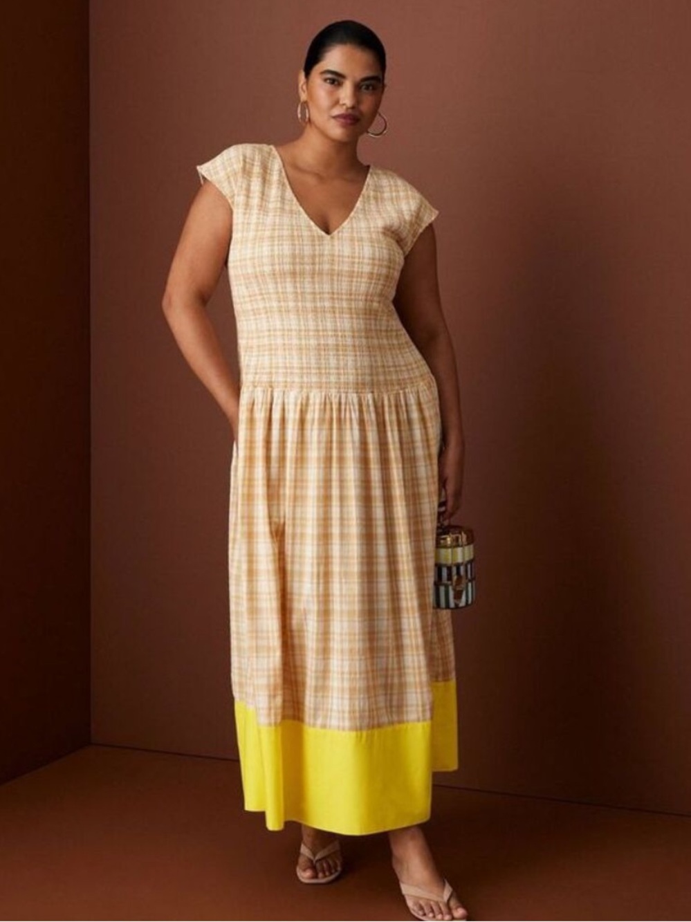 Rosie Assoulin x Target Smocked Gingham
Drop Waist Maxi Dress, cotton